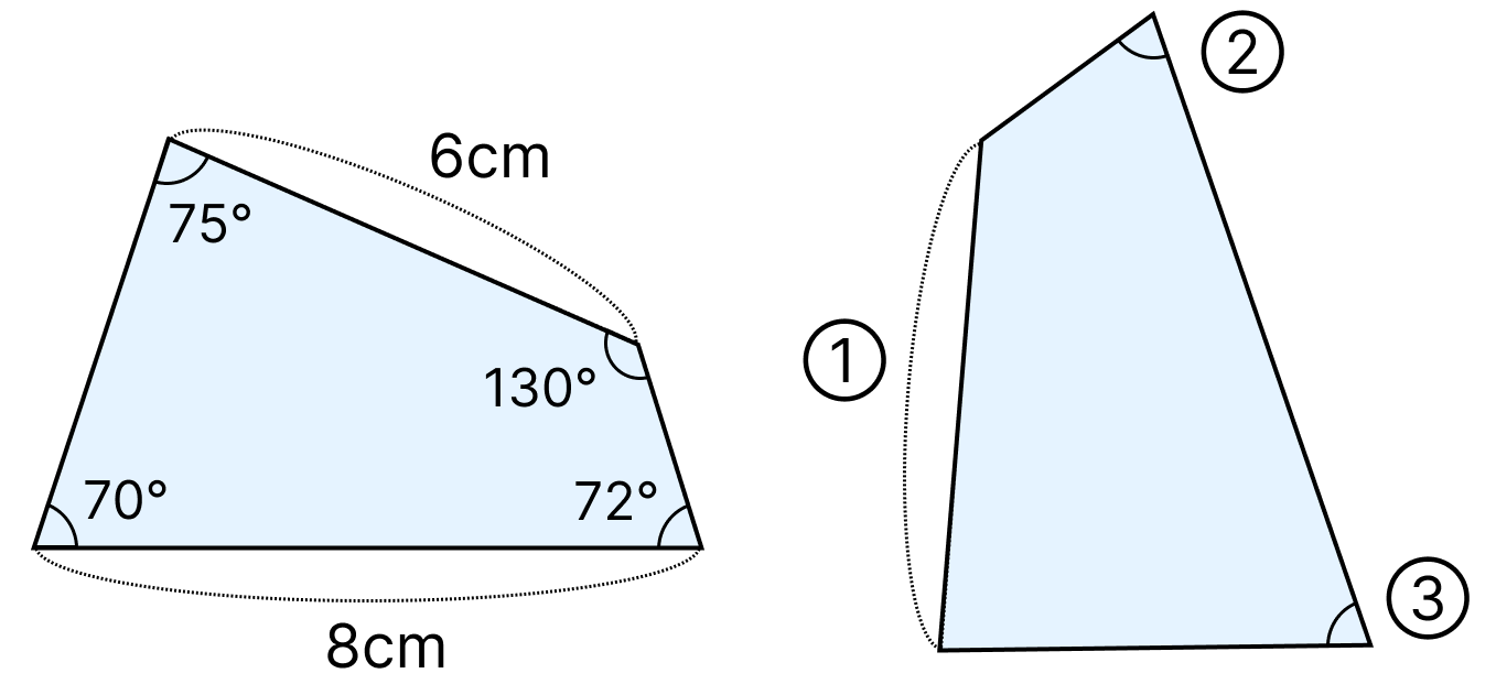図形の合同 [ 1 ] 下の2つの四角形は合同です。の図