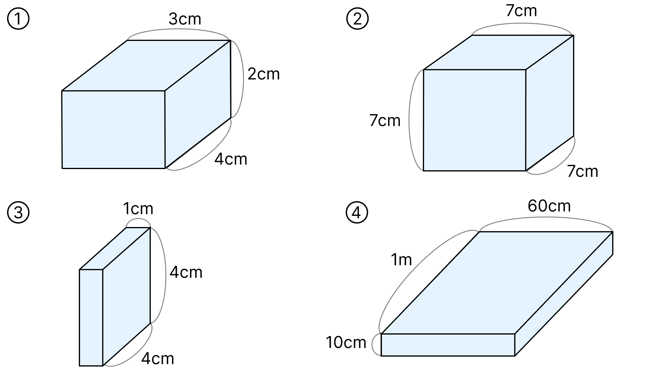 立方体の体積 [ 2 ] 立方体や直方体の体積を求めましょう。の図