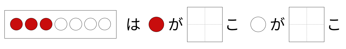 7はいくつといくつ - 1 [ 1 ] しかくに かずを かきましょう。の図
