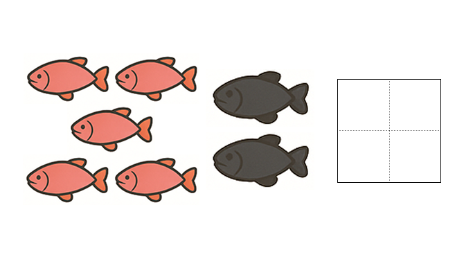 6から10までの数字 - 2 [ 1 ] かずを かぞえて すうじを かきましょう。の図