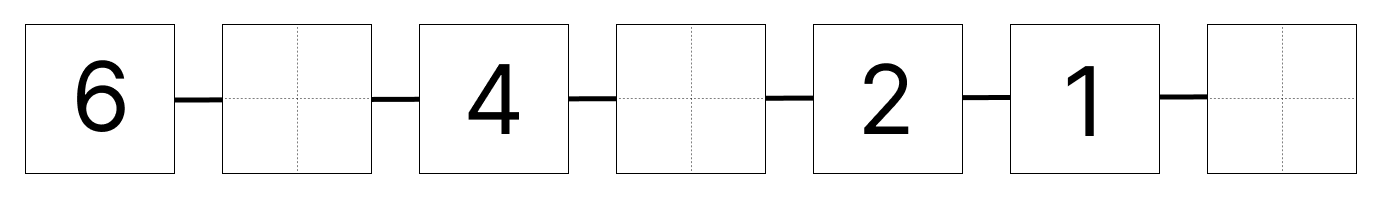0から6までの数字 [ 2 ] しかくに すうじを かきましょう。の図