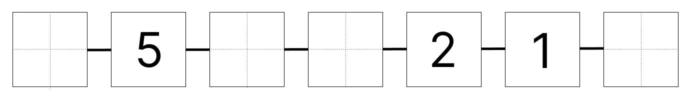0から6までの数字 [ 2 ] しかくに すうじを かきましょう。の図