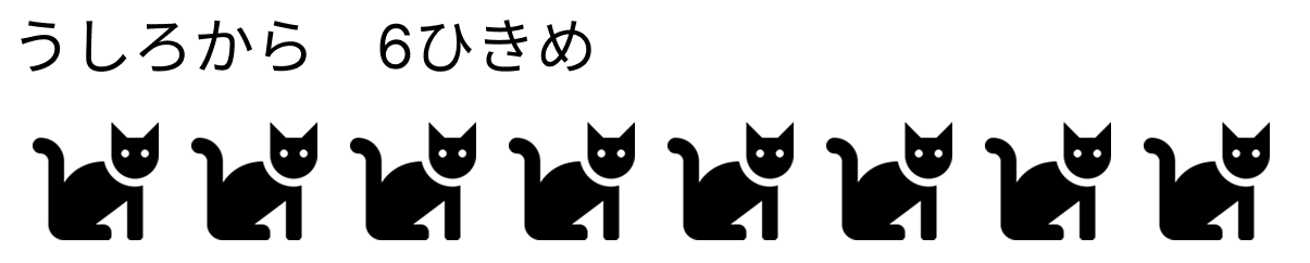 後ろから何番目 [ 1 ] せんで かこんでください。の図