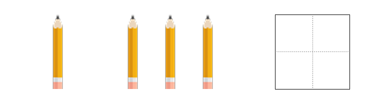 1から5までの数字 - 2 [ 1 ] かずを かぞえて すうじを かきましょう。の図