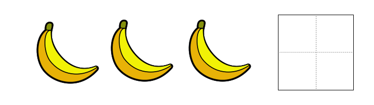 1から5までの数字 - 2 [ 1 ] かずを かぞえて すうじを かきましょう。の図