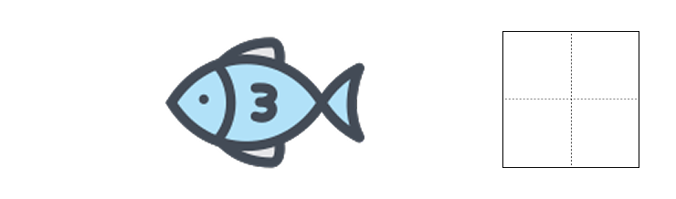 1から5までの数字 - 2 [ 1 ] かずを かぞえて すうじを かきましょう。の図