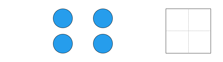 1から5までの数字 - 2 [ 1 ] かずを かぞえて すうじを かきましょう。の図