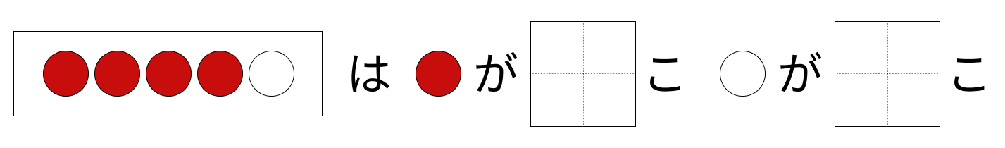 5はいくつといくつ - 1 [ 1 ] しかくに かずを かきましょう。の図