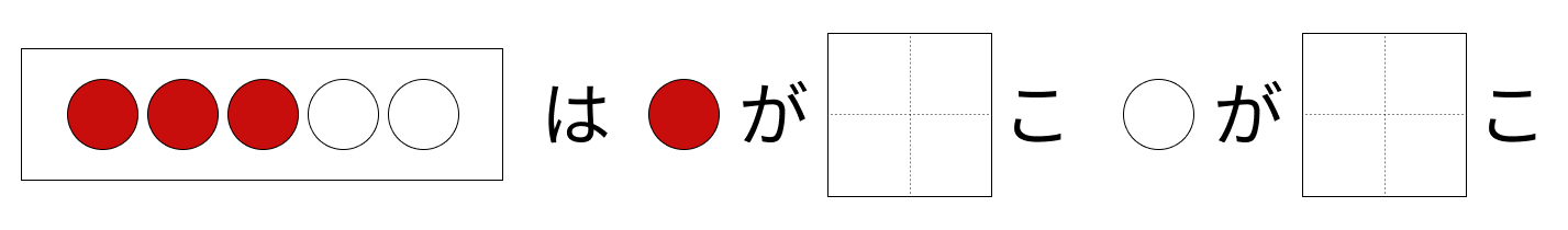 5はいくつといくつ - 1 [ 1 ] しかくに かずを かきましょう。の図