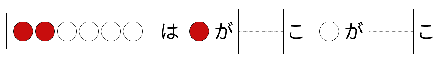 6はいくつといくつ - 1 [ 1 ] しかくに かずを かきましょう。の図