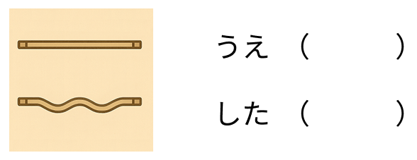 絵を見て長さを比べる - 1 [ 1 ] ながい ほうに ◯を つけましょう。の図