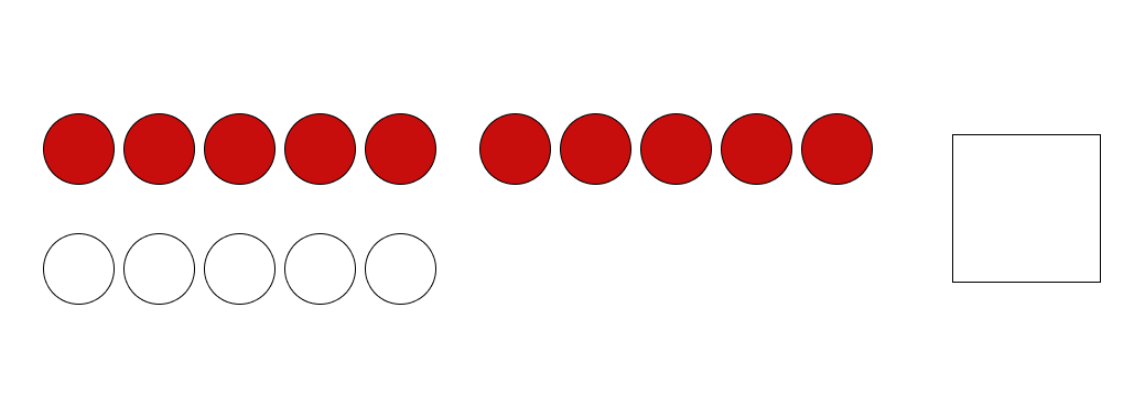 10といくつで考える - 1 [ 1 ] かずを かぞえて しかくに すうじを かきましょう。の図