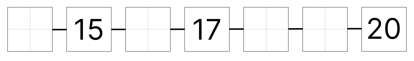 20までの数字 [ 2 ] しかくに すうじを かきましょう。の図