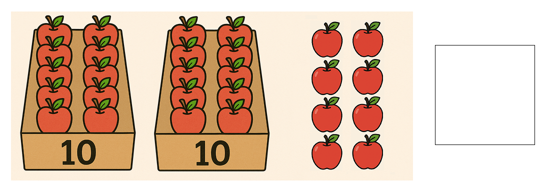 20より大きい数 [ 1 ] かずを かぞえて しかくに すうじを かきましょう。の図