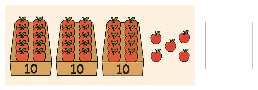 20より大きい数 [ 1 ] かずを かぞえて しかくに すうじを かきましょう。の図