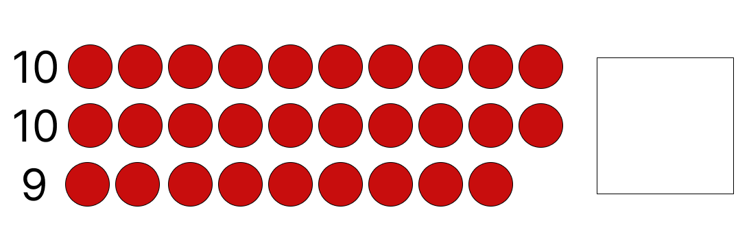 20より大きい数 [ 1 ] かずを かぞえて しかくに すうじを かきましょう。の図