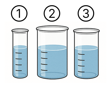 水の量を比較 [ 1 ] えをみて いれものに はいっている みずを くらべましょう。の図