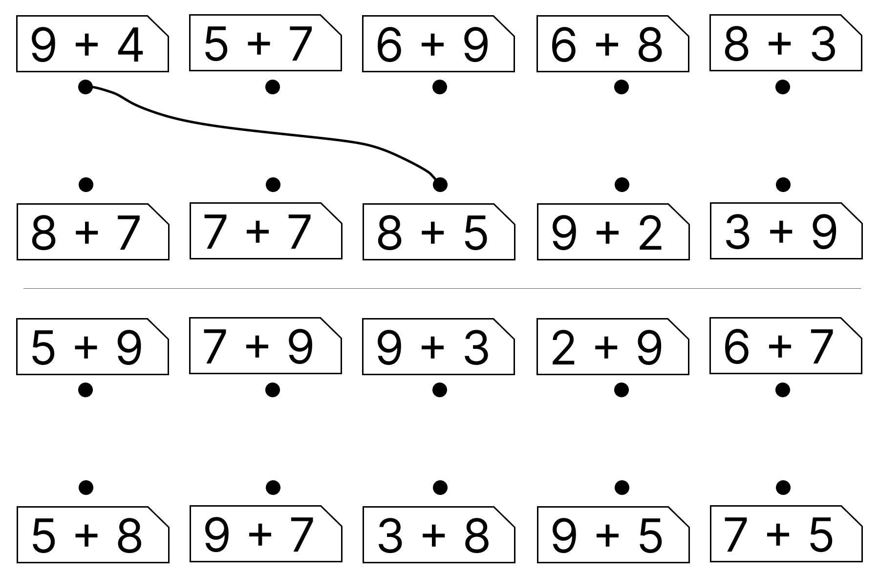 10にして足し算 - 2 [ 1 ] かあどを つかって けいさんを しましょう。の図