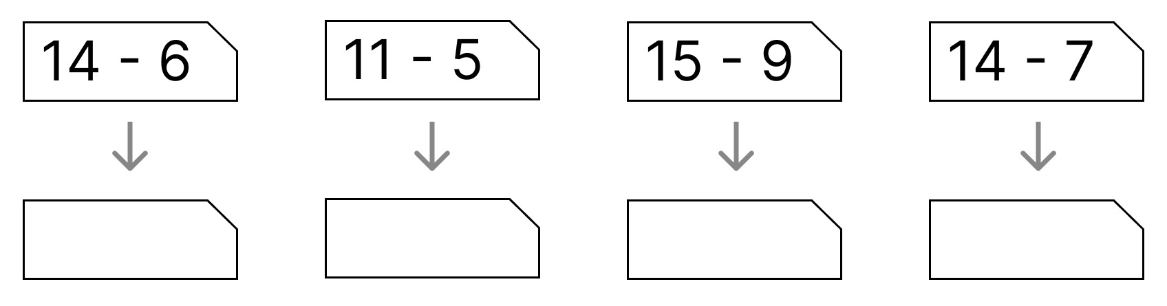 10にして引き算 - 2 [ 1 ] かあどを つかって けいさんを しましょう。の図