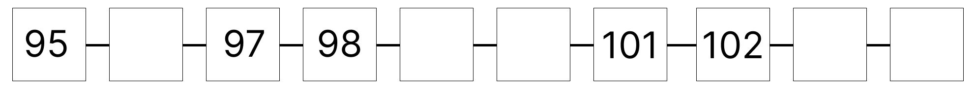 99より大きい数 [ 3 ] しかくに すうじを かきましょう。の図