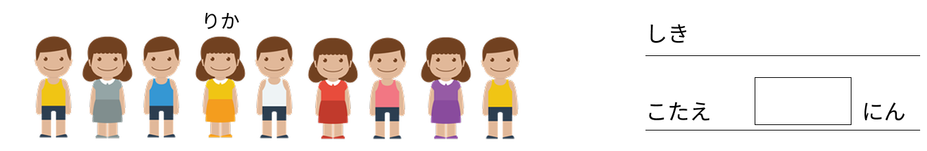 足し算と引き算の式を作る - 2 [ 1 ] ぶんしょうを よんで しきと こたえを かきましょう。の図