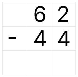 筆算で繰り下がりの引き算 [ 1 ] ひっ算で ひき算を しましょう。の図