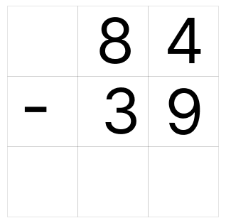 筆算で繰り下がりの引き算 [ 1 ] ひっ算で ひき算を しましょう。の図