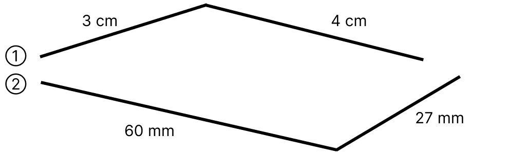 長さの足し算と引き算 [ 1 ] 線の 長さを 計算しましょう。の図