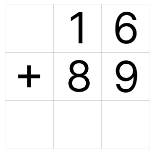繰り上がり足し算 [ 1 ] ひっ算で たし算を しましょう。の図