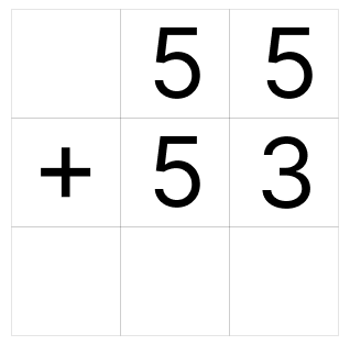繰り上がり足し算 [ 1 ] ひっ算で たし算を しましょう。の図