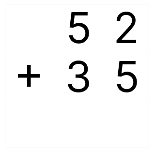 筆算で足し算 - 1 [ 1 ] ひっ算で たし算を しましょう。の図