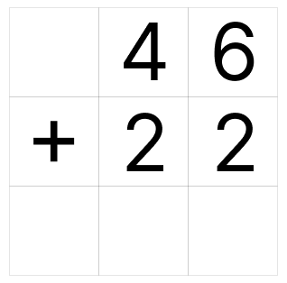 筆算で足し算 - 1 [ 1 ] ひっ算で たし算を しましょう。の図