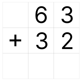 筆算で足し算 - 1 [ 1 ] ひっ算で たし算を しましょう。の図