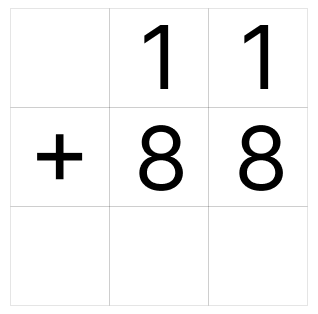 筆算で足し算 - 1 [ 1 ] ひっ算で たし算を しましょう。の図