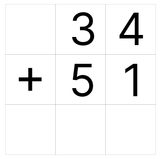 筆算で足し算 - 1 [ 1 ] ひっ算で たし算を しましょう。の図