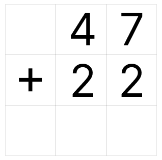 筆算で足し算 - 1 [ 1 ] ひっ算で たし算を しましょう。の図