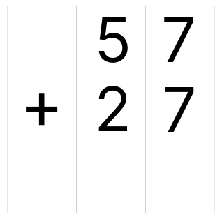 筆算で繰り上がりの足し算 [ 1 ] ひっ算で たし算を しましょう。の図