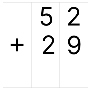 筆算で繰り上がりの足し算 [ 1 ] ひっ算で たし算を しましょう。の図