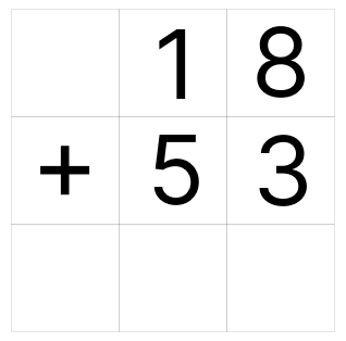 筆算で繰り上がりの足し算 [ 1 ] ひっ算で たし算を しましょう。の図