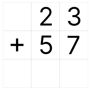 筆算で繰り上がりの足し算 [ 1 ] ひっ算で たし算を しましょう。の図