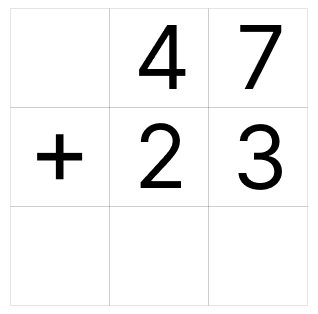 筆算で繰り上がりの足し算 [ 1 ] ひっ算で たし算を しましょう。の図