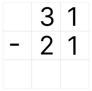 筆算で引き算 - 1 [ 1 ] ひっ算で ひき算を しましょう。の図