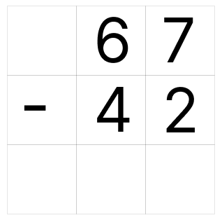 筆算で引き算 - 1 [ 1 ] ひっ算で ひき算を しましょう。の図