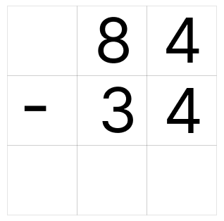 筆算で引き算 - 1 [ 1 ] ひっ算で ひき算を しましょう。の図