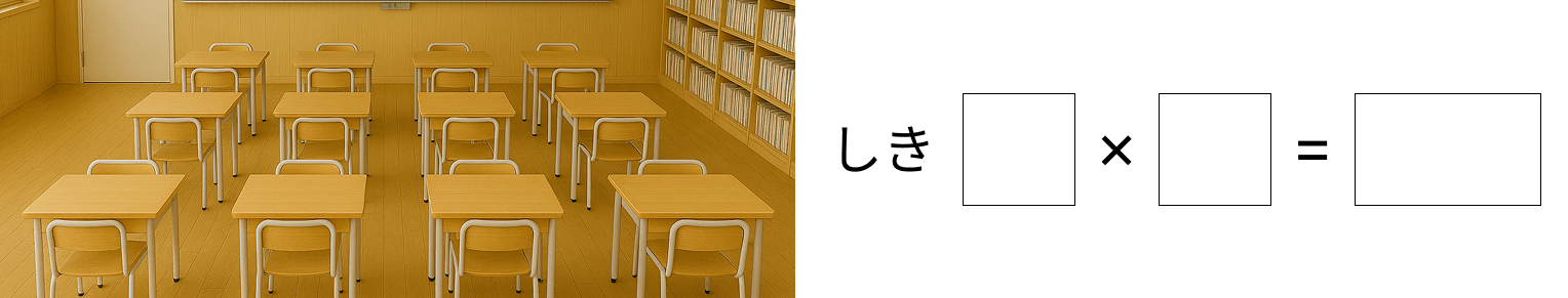 掛け算の基本 [ 2 ] えを 見て しきと 答えを 書きましょう。の図