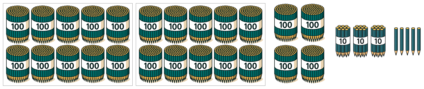 1000より大きい数 - 1 [ 1 ] えんぴつが 何本 あるか かぞえましょう。の図