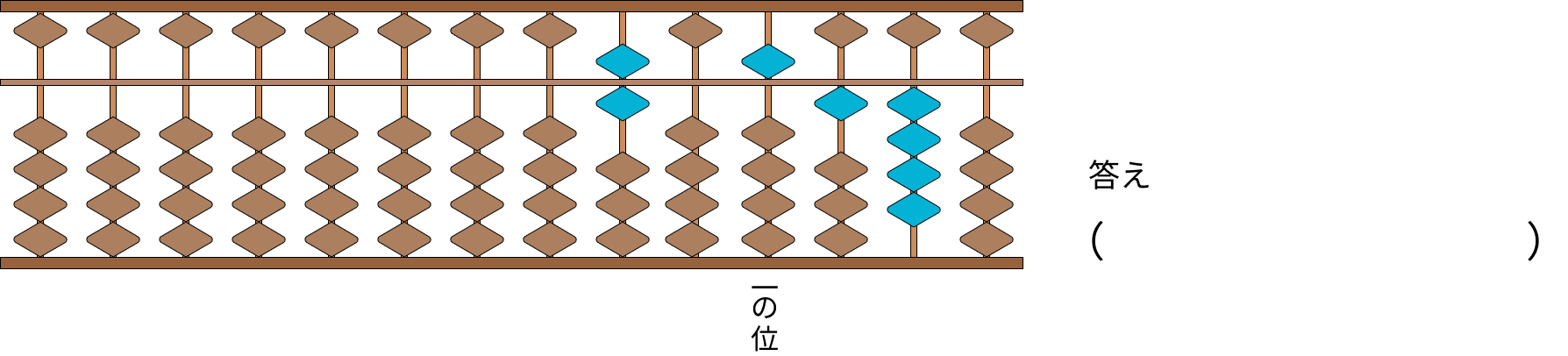 そろばんで大きい数を計算 [ 1 ] そろばんは、いくつを表していますか。の図