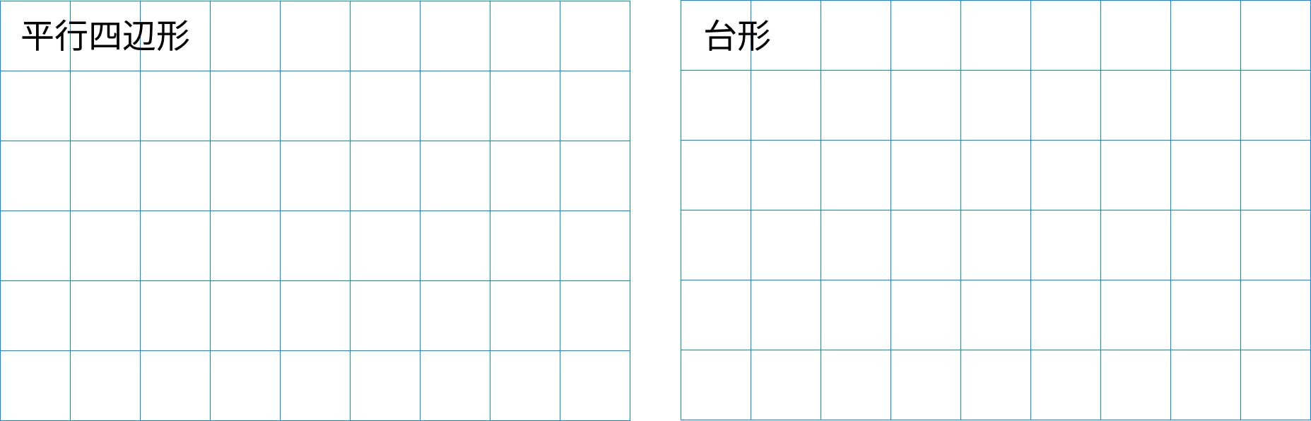 平行四辺形と台形の特徴 [ 2 ] 方がんをつかって、平行四辺形と台形を書きましょう。の図